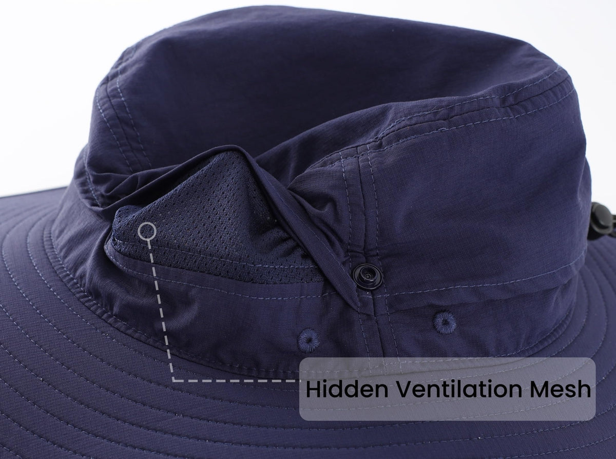 Connectyle UPF 50+ UV Protection Sun Hat for Men Women Waterproof Bucket Hat for Fishing Hiking Camping Safari Hat Navy Blue