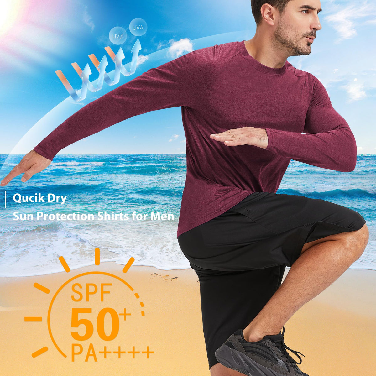 MLYENX 5 Pack Long Sleeve Shirts for Men UPF 50+ UV Sun Protection Quick Dry Moisture Wicking Workout Tee Shirts 2XL