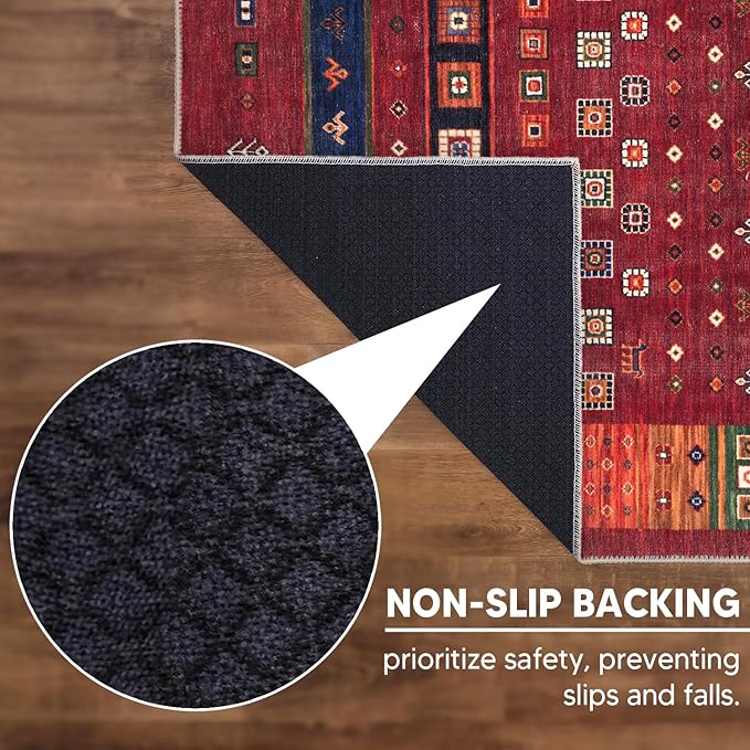 Keen Home Design 2x12 Rug - Machine Washable Runner Rug with Non-Slip Backing, Ideal for Hallway, Entryway, Kitchen, Laundry Room - Vintage, Easy Clean, Durable, Low Pile - (2'6" x 12')