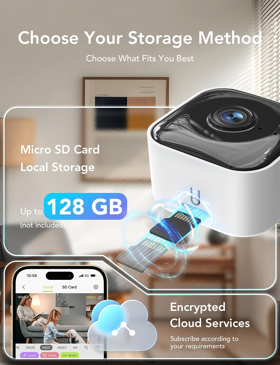 GNCC 2K GC4 Indoor Security Camera for Home, Pet Camera with Dual-Band WiFi, Mini Dog Cam with Phone App, Motion