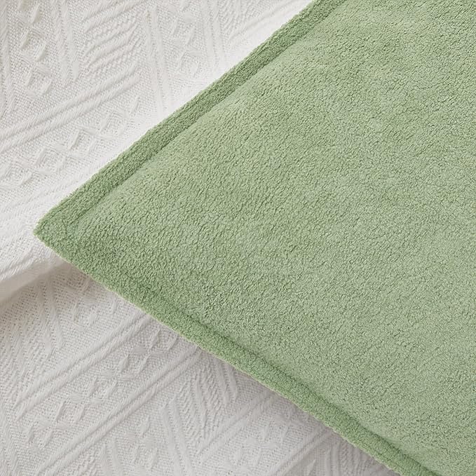 Kevin Textile 12x20 Inch Lumbar Pillow Cover 1 Pack Soft Boucle Textured Decorative Waterproof Rectangle Cushion Elegant Accent Pillow for Couch Sofa Chair Bed Home Decor Indoor Outdoor Sage Green