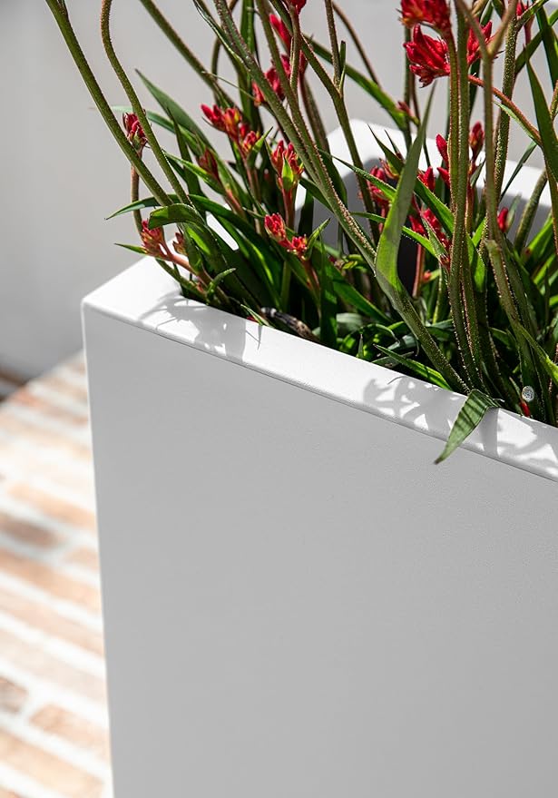 Veradek Block Series Span Plastic Planter - Tall Rectangular Planter for Indoor or Outdoor Patio/Porch | Durable All-Weather with Removable Insert Bucket | Modern Design for Plants, Flowers, Garden