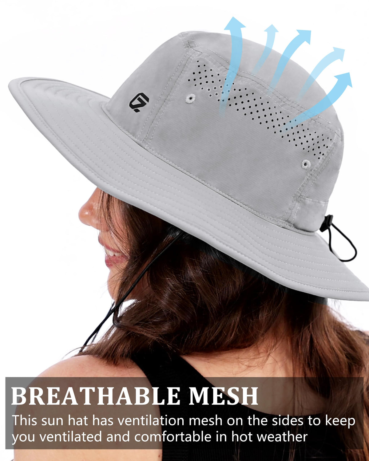 GADIEMKENSD UV Protection Bucket Hat for Men & Women, Wide Brim Sun Hats for Fishing Hiking, Breathable Quick-Dry Cooling Safari, Water-Repellent Bonnie Sunhat for Beach Golf Garden Travel White