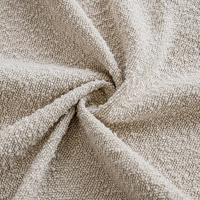 Foindtower Decorative Boucle Throw Pillow Covers Accent Solid Pillow Cases Cozy Soft Textured Couch Cushion Case for Chair Sofa Bedroom Living Room Home Decor 22 x 22 Inch,Light Beige