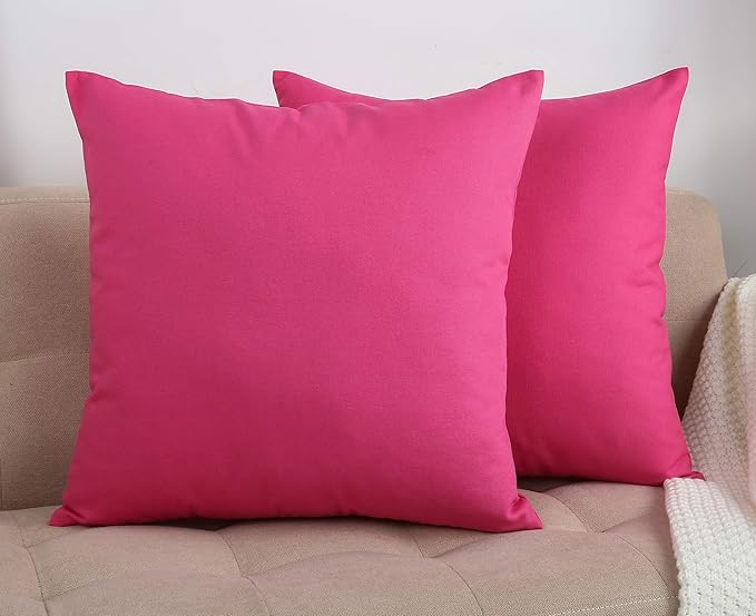 TangDepot Handmade Decorative Solid 100% Cotton Canvas Throw Pillow Covers/Pillow Shams, (24" x24" , Hot Pink, 1 Count (Pack of 1))