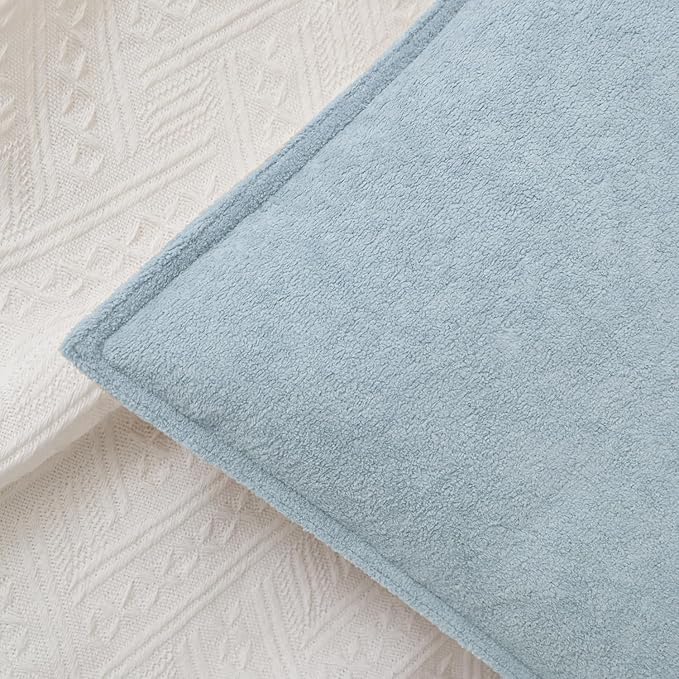Kevin Textile Waterproof Decorative Pillow Covers Light Blue 26x26 Inch Pack of 2 Soft Boucle Textured Euro Pillowcases Elegant Accent Pillows for Couch Sofa Chair Bed Home Decor Indoor Outdoor