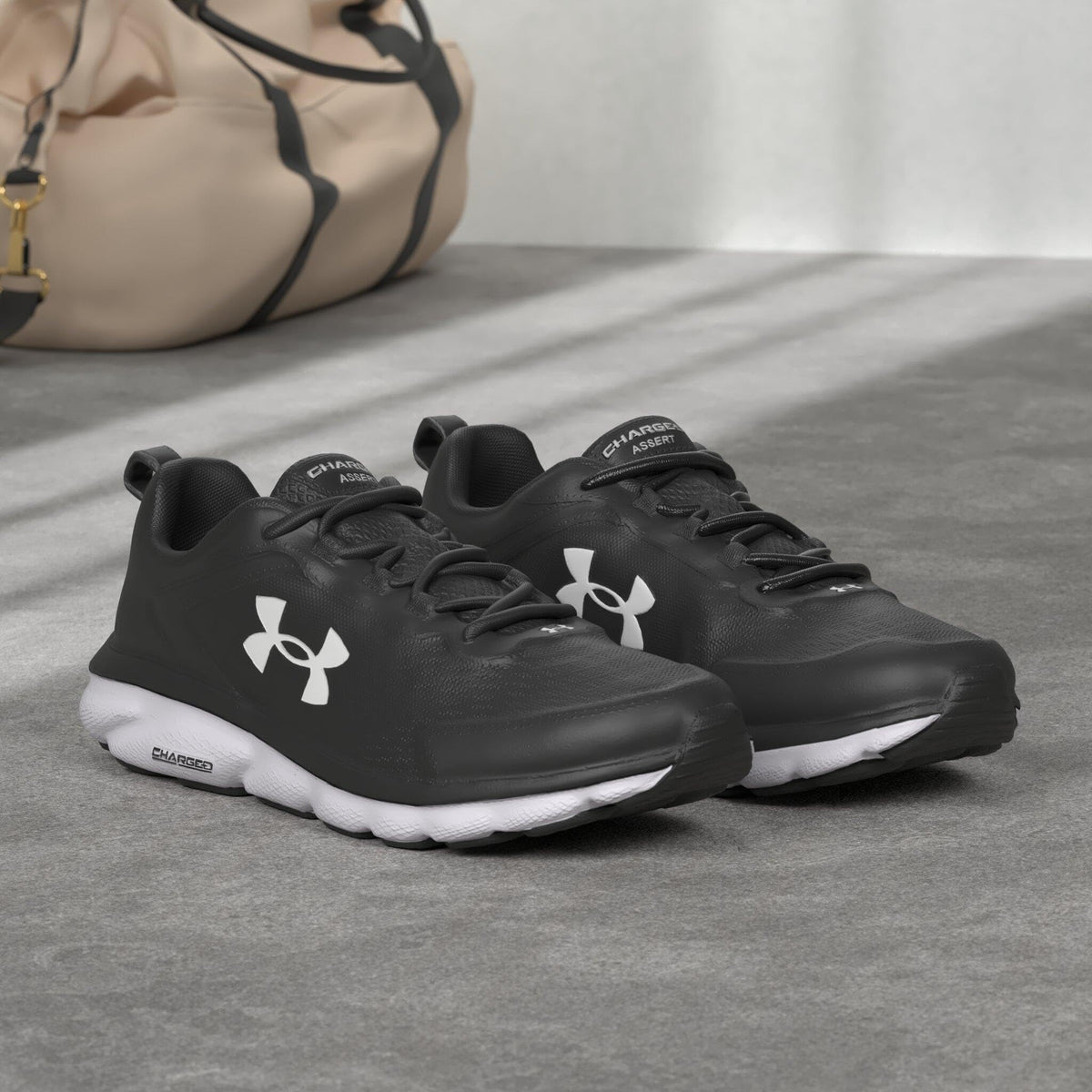 Under Armour Men's Charged Assert 9 Running Shoe, Black (001)/White, 9 X-Wide US
