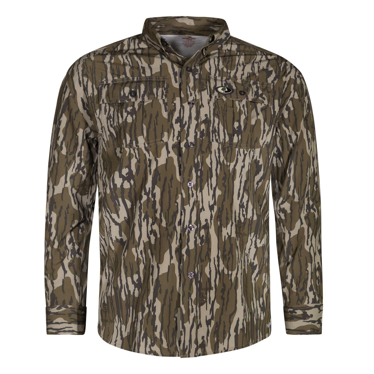 Mossy Oak Men's Tibbee Technical Lightweight Camo Hunting Shirt, X-Large, Original Bottomland