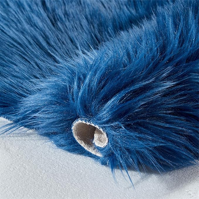 EasyJoy Ultra Soft Fluffy Shaggy Area Rug Faux Fur Rug Chair Cover Seat Pad Fuzzy Area Rug for Bedroom Floor Sofa Living Room (2 x 6 ft Sheepskin, Dark Blue)