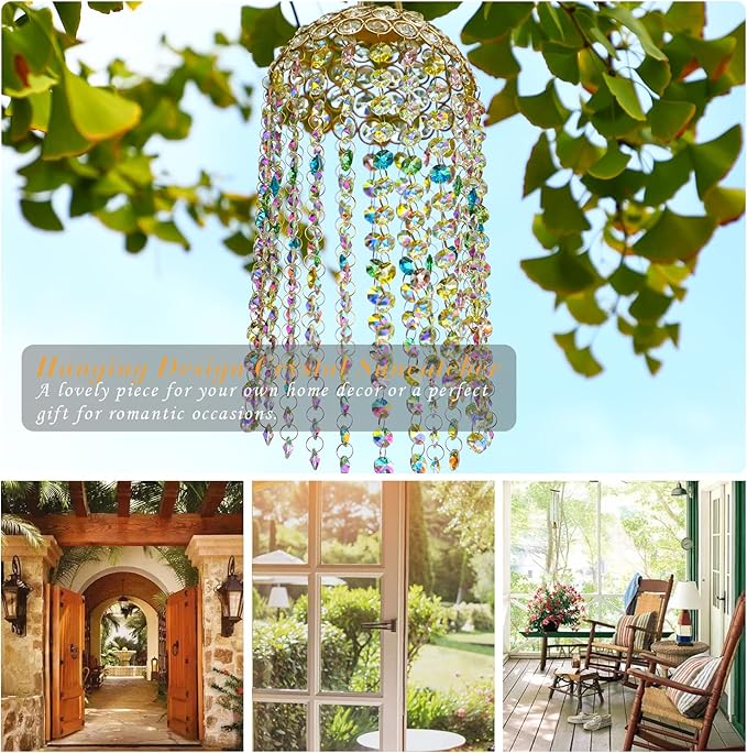 Crystal Suncatchers Window Hanging Wind Chime Garden Porch Home Wedding Party Suncatcher Rainbow Maker Crystal Glass Beads Prisms Sun Catcher