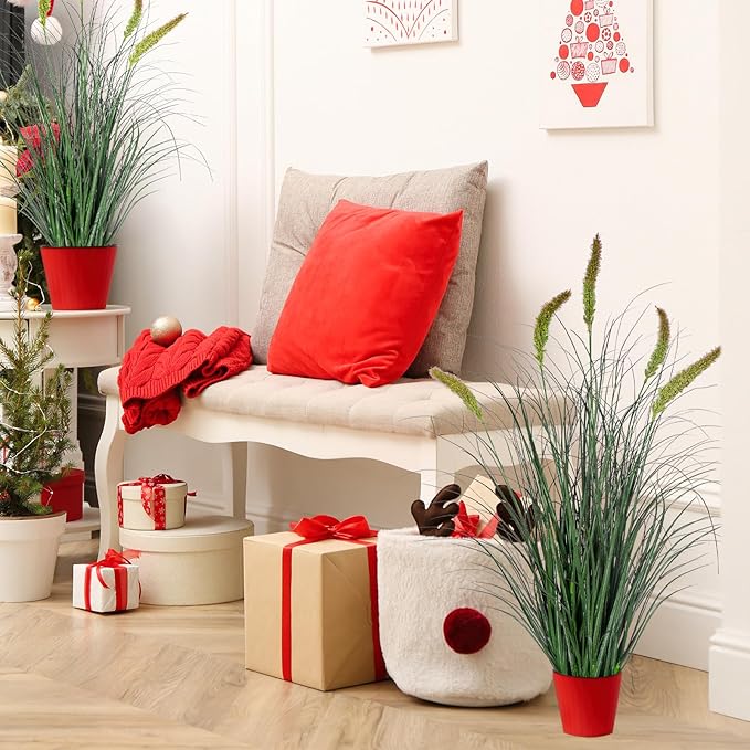Green Onions Fake Plants,Artificial Plants Indoor, Fake Grass Decor Green Plant Fake Outdoor Flowers Fake Succulents,Artificial Tall Grass Plants with Pots House Decorative(36“ 1 Pack)