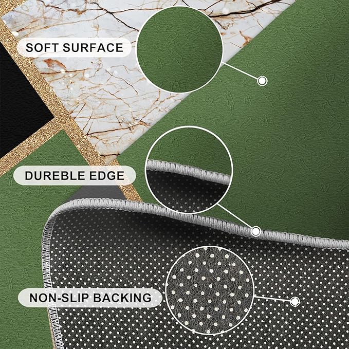 Jadeite Marble Area Rugs 3D Black Gold Marble Rug Light Luxury Geometric Line Carpet Mid-Century Simple Rug Stone Cracks Rugs for Living Room Bedroom 4x5ft