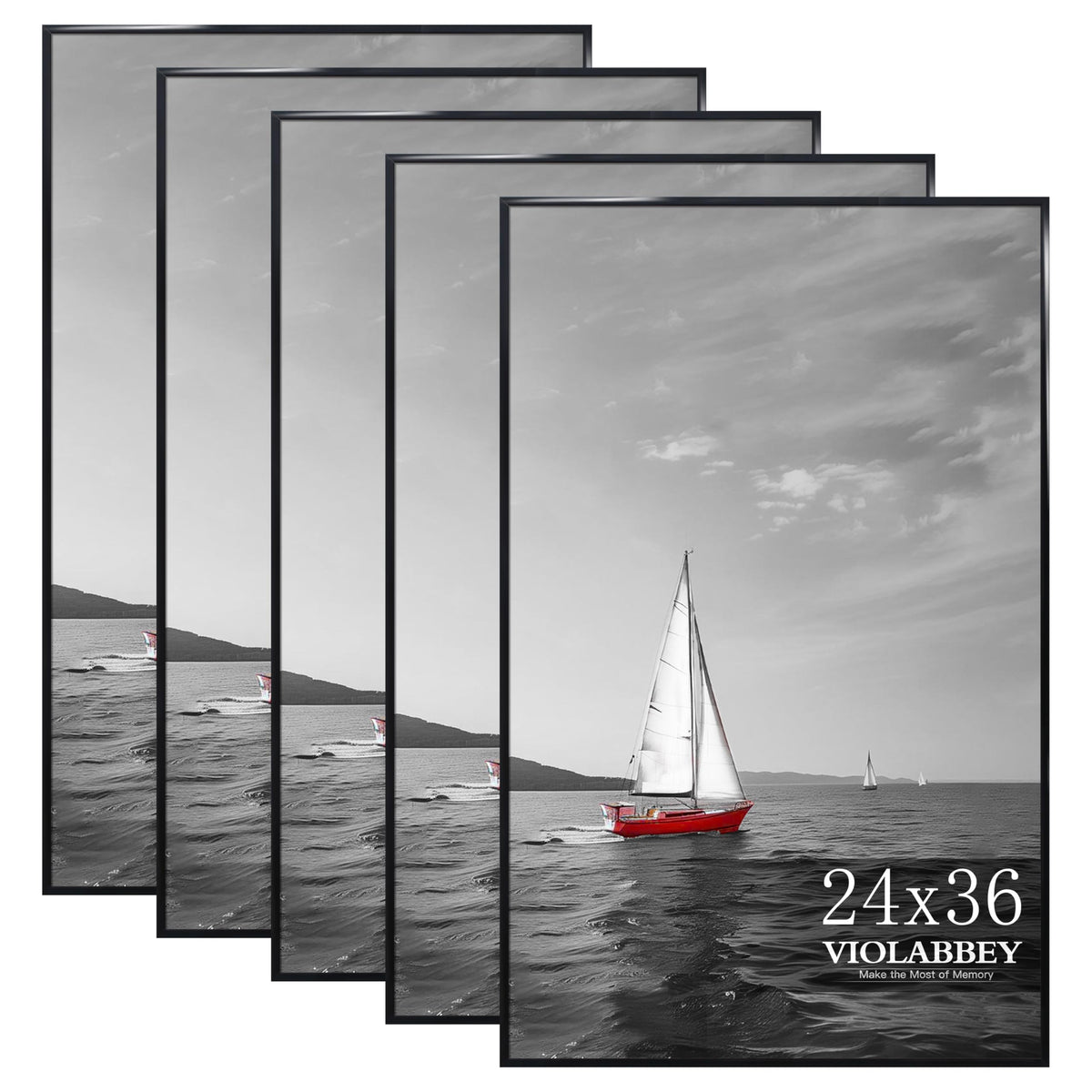 VIOLABBEY 24x36 Poster Frame Set of 5, Black, Gallery Wall Frame