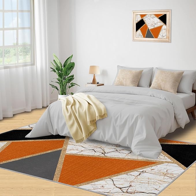 Geometric Marble Area Rugs Stone Crackle Rug Modern Abstract Marble Rug for Living Room European Medieval Geometric Rugs for Bedroom Entryway Hallway 8x10ft