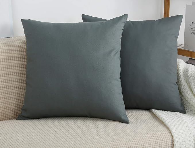 TangDepot Handmade Decorative Solid 100% Cotton Canvas Throw Pillow Covers/Pillow Shams, (14" x14" , Steel Grey, 1 Count (Pack of 1))