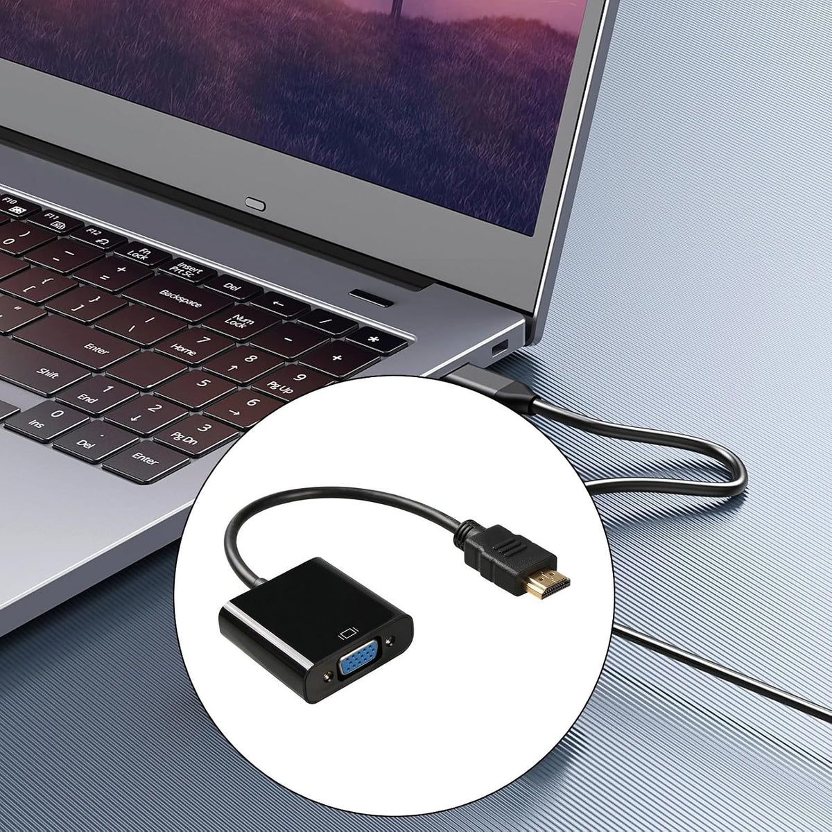 VLSQHNCF 1080P Seamlessly HDMI to VGA Adapter, HDMI Male to VGA Female Unidirectional Converter, Supports Sound