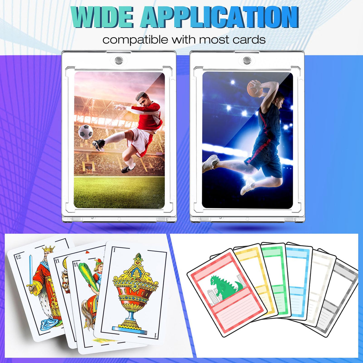 SATINIOR 15 Pcs 100 Pt Magnetic Card Holder, Holder Case Clear Protectors for Thick Baseball Football Hockey Cards
