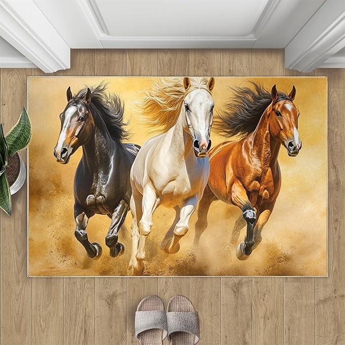 Horses 5x7 Area Rugs for Living Room Stouts Washable Rug Desert Landscape Rug Non Slip Low Pile Soft Area Rugs for Bedroom Bedside Dining Room Kids
