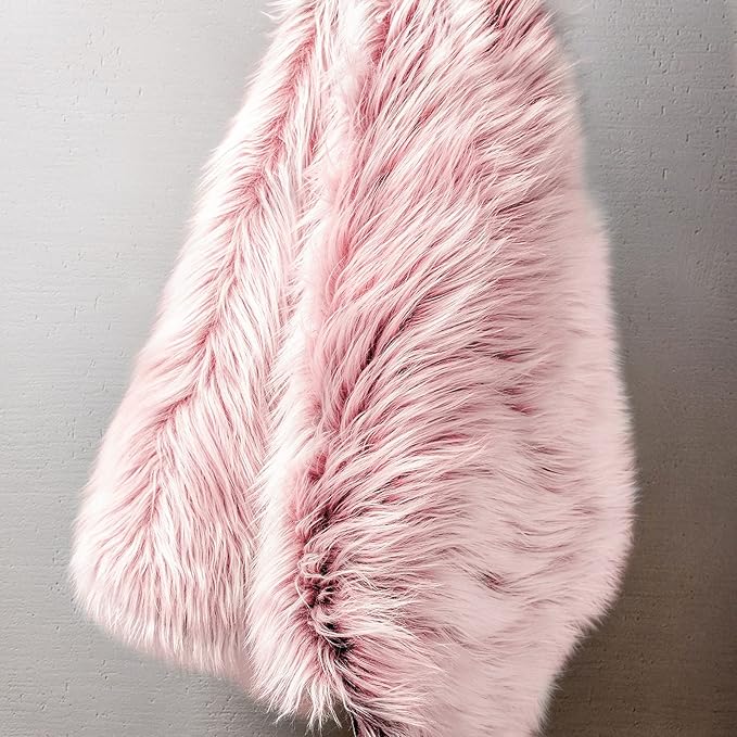 Ashler faux fur rug, Fluffy Shaggy Area Rug Ultra Soft 4 x 6 Feet Rectangle Fur Rug Frosted Bottom Pink Fuzzy Rug Machine Washable Shag Rug, Nursery Decor Throw Rugs for Bedroom, Living Room