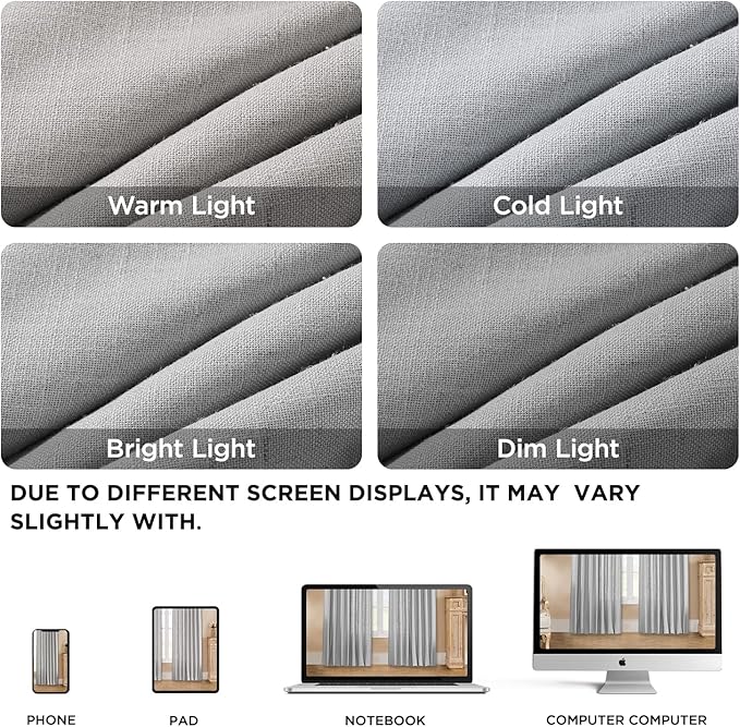 Joydeco Linen Curtains 90 Inch Length, Light Filtering Curtains for Bedroom Living Room, 52 Inches Wide Faux Linen Drapes with Back Tab & Rod Pockets (52x90 inch, Ebony Grey)