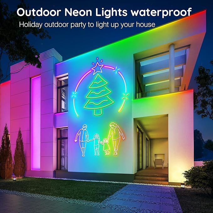 AILBTON 60FT Led Neon Rope Lights Control with App/Remote,Flexible Led Rope Light,Multiple Modes,IP65 Outdoor RGB Lights Waterproof,Music Sync Gaming Led Neon Strip Light for Bedroom Decor