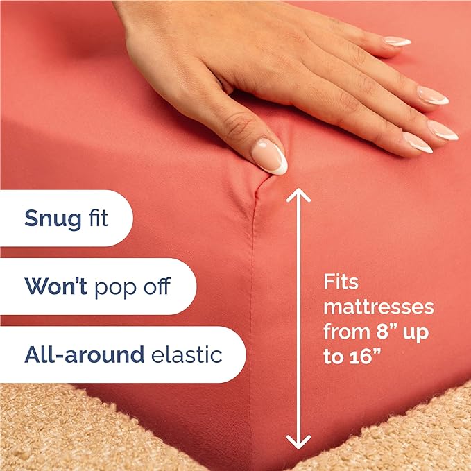 Full Size 4 Piece Sheet Set - Comfy Breathable & Cooling Bed Sheets Set - Hotel Luxury Bedding for Women, Men, Kids, Teens, Boys & Girls - Deep Pockets, Ultra-Soft and Wrinkle Free - Oeko-Tex - Coral