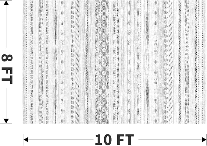 8x10 Area Rugs for Living Room Machine Washable Rug Distressed Indoor Carpet Neutral Moroccan Boho Rug Ultra Soft Area Rug for Bedroom Dining Room Playroom Office, Black