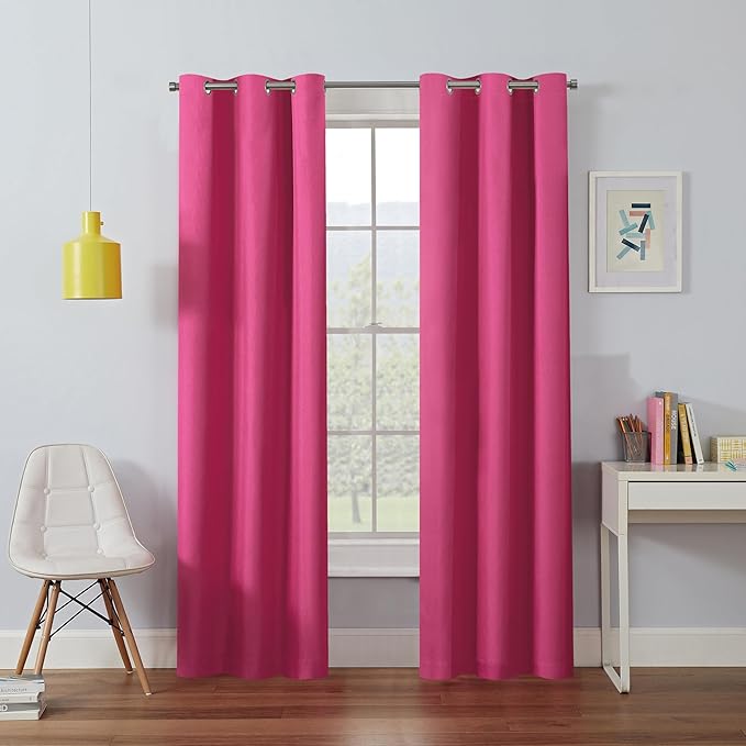 Eclipse Kendall Blackout Curtain, Thermal Insulated Grommet Window Panel, Noise Reducing Curtains for Bedroom, Living Room or Nursery, (1 Panel), 84 in Long x 42 in Wide, Raspberry