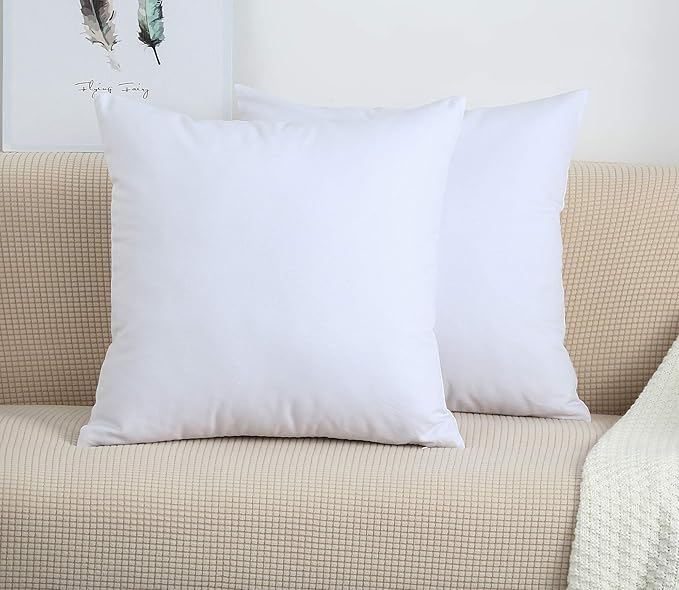 TangDepot Set of 2 Handmade Decorative Solid 100% Cotton Canvas Throw Pillow Covers/Cushion Covers, 45 Colors Available - (18"x18" 2 Pieces, White)