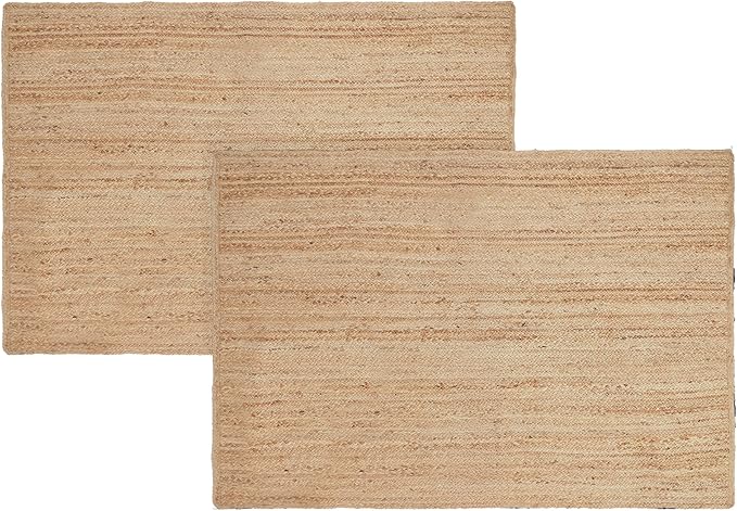 REDEARTH · Rectangular Area Rug - 4'x6' Braided Natural Jute with Non-Skid Backing - Handwoven Boho Rug for Bedroom, Kitchen, Living Room Aesthetic Home Decor - Durable Handmade Rug, Set of 2