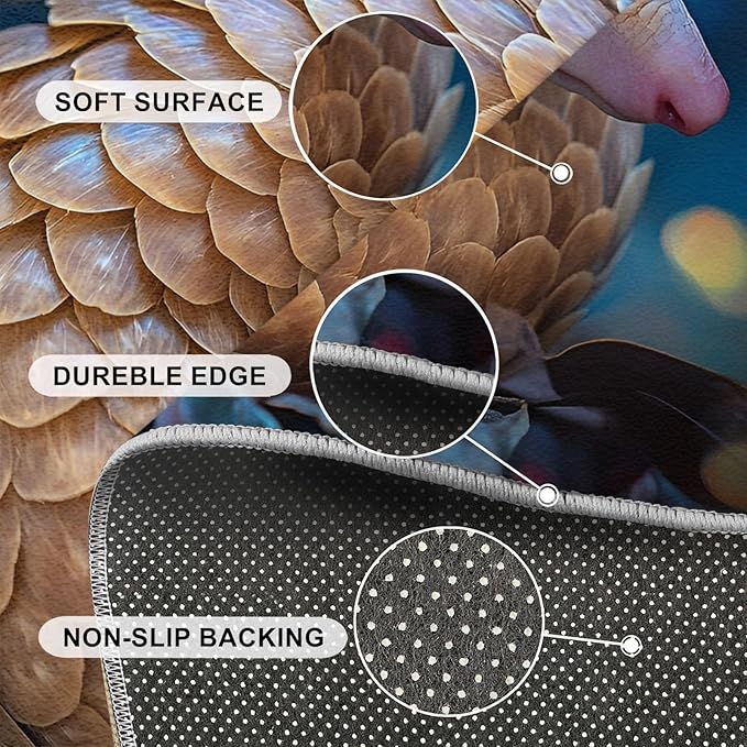 Pangolin Washable Area Rug 4x5, Starry Sky Soft Rugs for Living Room Wildlife Carpet Area Rugs for Bedroom Dining Room Non-Slip Stain Resistant Rug