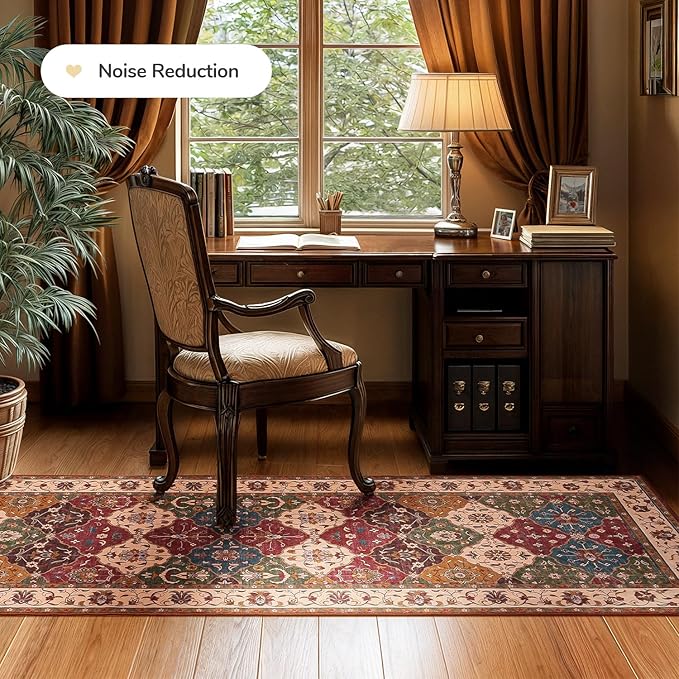 Lessymo Washable Runner Rug 2x6, Moroccan Faux Wool Runner Rug Non Slip for Hallways Kitchen Entryway Laundry Room Bedroom Bathroom, Low Pile, Kid & Pet Friendly, Classic Red and Cream