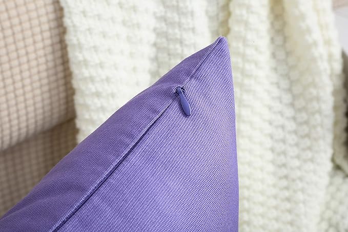 TangDepot Set of 2 Handmade Decorative Solid 100% Cotton Canvas Throw Pillow Covers/Cushion Covers, 45 Colors Available - (18"x18" 2 Pieces, Violet)