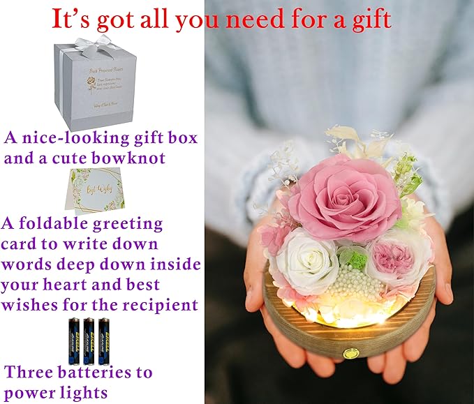 Valley of Rain & Forest Long-Lasting Real Flowers, Unique Floral Gift For you to send Love for All Occasions, for Indoor Decoration (Pink Rose & White Roses Arrangement)