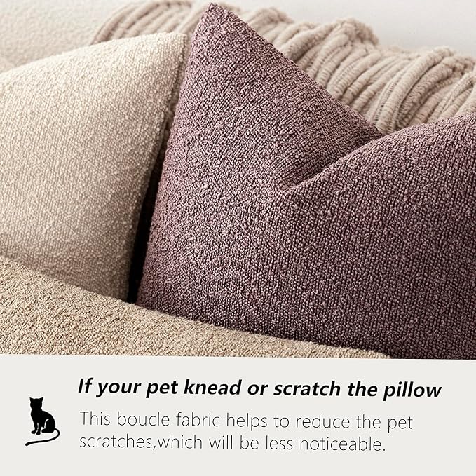 Foindtower Decorative Textured Boucle Throw Pillow Covers Accent Solid Pillow Cases Neutral Soft Cozy Couch Cushion Case for Chair Sofa Bedroom Living Room Home Decor 18x18 Inch,1PC,Dark Purple