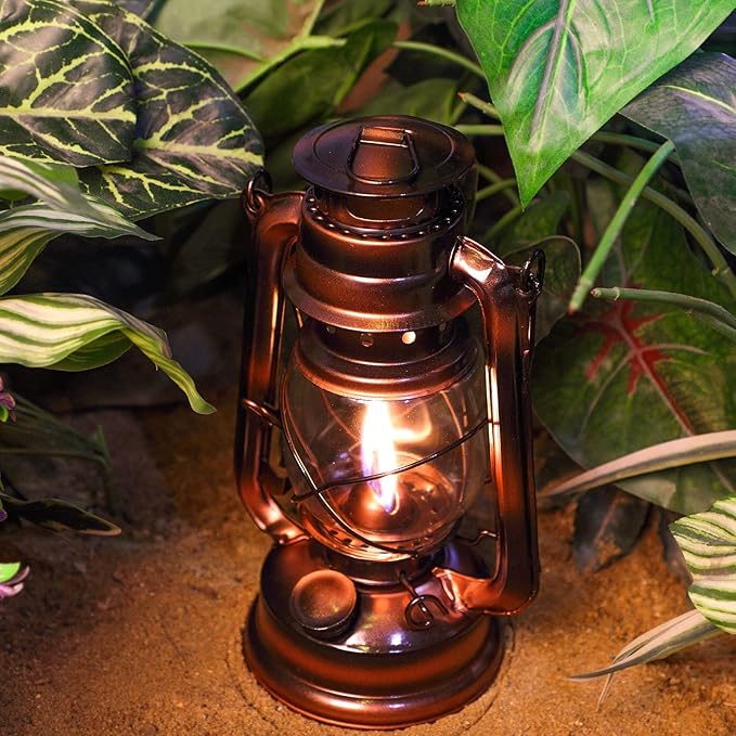 Honoson 4 Pieces Oil Lamp Hurricane Lamp Kerosene Lantern for Indoor Outdoors Decorative Hanging Oil Lantern with Wick for Hiking Emergency Camping Party Decoration(Bronze,10 Inch)