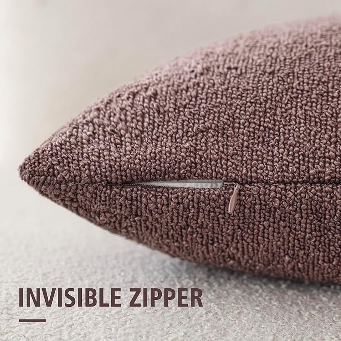 Foindtower Decorative Textured Boucle Throw Pillow Covers Accent Solid Pillow Cases Neutral Soft Cozy Couch Cushion Case for Chair Sofa Bedroom Living Room Home Decor 22x22 Inch,1PC,Dark Purple