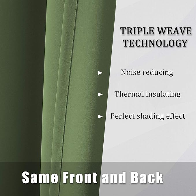 DUALIFE Grommet Curtains Sage Green 84 Inch Length 2 Panels Set Light Blocking Curtains for Bedroom Thermal Insulated Room Darkening Curtains Panels 60 x 84 Inches Long