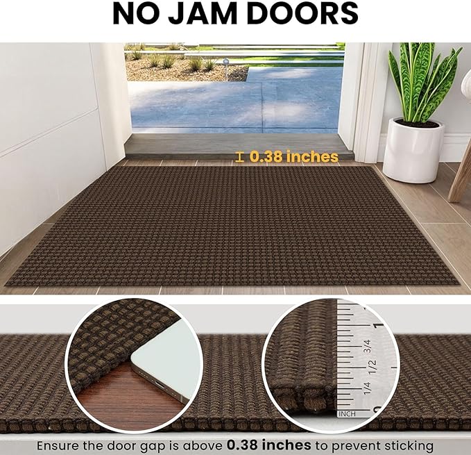 IOHOUZE Washable Runner Rug 2x8 Non Slip Rubber Backed Hallway Runner Entryway Runner Indoor, Kitchen Rugs Woven Cotton Floor Carpet for Kitchen Hall Entrance Bedroom, Brown