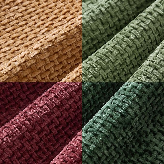 MIULEE Christmas Pack of 4 Couch Throw Pillow Covers 18x18 Inch Christmas Dark Green Soft Decorative Chenille Pillow Covers Farmhouse Accent Cushion Cover for Boho Home Decor Sofa Bedroom Living Room