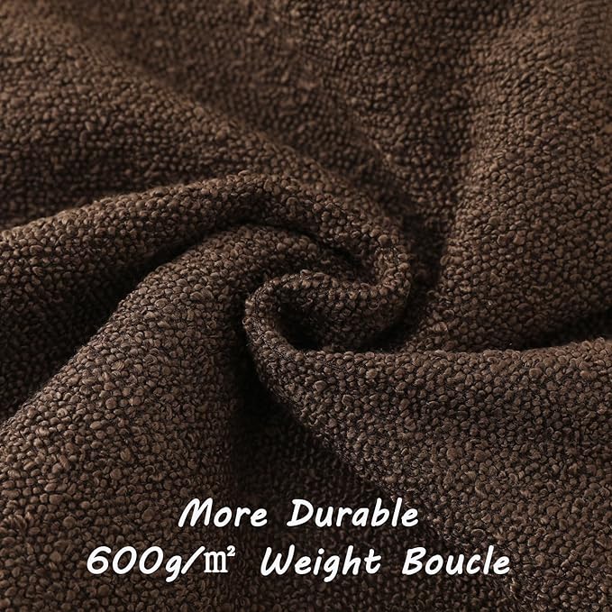 HAUSSY Set of 2 22x22 Decorative Throw Pillow Covers, Soft Cozy Textured Boucle Couch Cases, Home Decor for Couch Bed Living Room, Dark Coffee