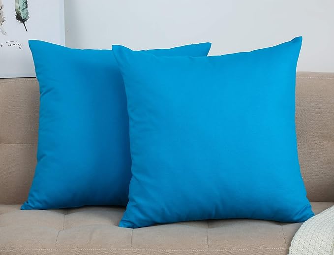 TangDepot Handmade Decorative Solid 100% Cotton Canvas Throw Pillow Covers/Pillow Shams, (20" x20" , Pacific Blue, 1 Count (Pack of 1))