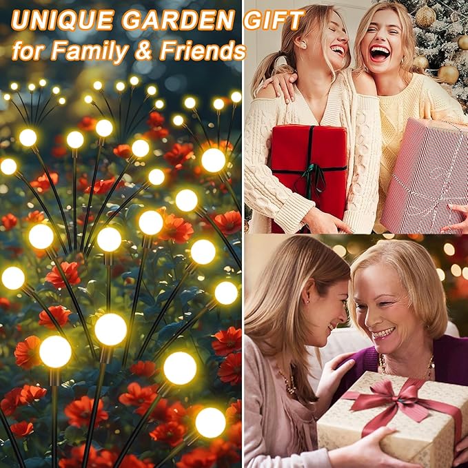 Solar Lights Outdoor Garden – 6 Pack 36 LEDs Solar Firefly Lights, Swaying Lights Waterproof, Solar Decorations for Yard Patio Pathway Lawn Gardening Gifts