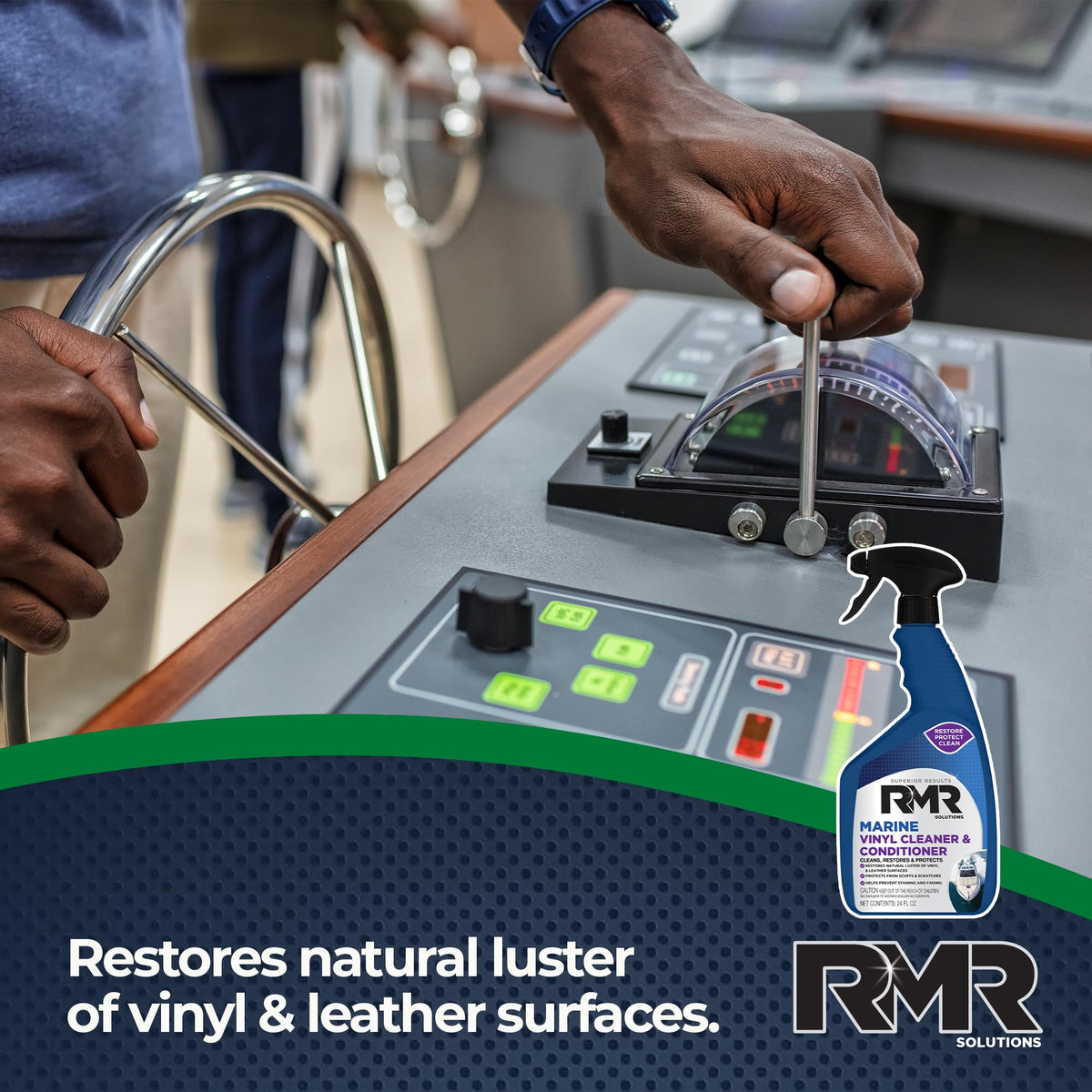 RMR Marine Vinyl Protector, Condition, Clean, & Protect Vinyl, Plastic, & Leather, Multi-Surface Boat, Car, & RV Cleaner & Stain Remover