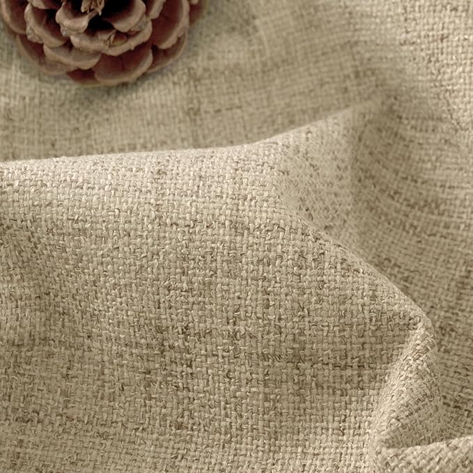 Lajode 45 Inch Length Linen Blackout Curtains for Short Cafe Window, Thermal Insulated Light Blocking Soundproof Privacy Burlap Curtains 2 Panels, Each 38 Inch Wide Burlap