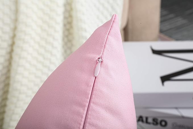 TangDepot Handmade Decorative Solid 100% Cotton Canvas Throw Pillow Covers/Pillow Shams, (24"x24", Salmon Pink)