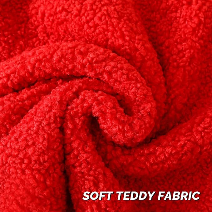 FUTEI Christmas Red Throw Pillow Covers 18x18 Inch Set of 2,Furry Faux Fur Teddy Boucle Textured Cushion Covers,Soft Fluffy Decorative Pillow Case,Home Decor for Couch Bed Living Room Office Car