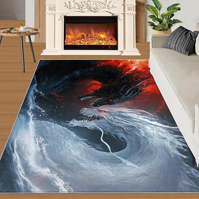 Graffiti Hip-Hop 6x8 Area Rugs for Living Room, Skateboarding Washable Non Slip Rugs, Street Art Low Pile Print Rug for Bedroom, Dining Room, Home Office