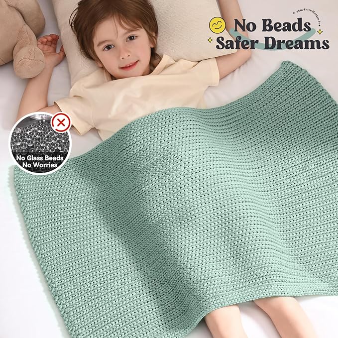 Guohaoi Knitted Weighted Lap Pad (Haze Green 20"x30" 2lbs) No Beads Cooling Heavy Blanket, Home Decor Breathable Chunky Knit Throw Blanket for All-Season Use