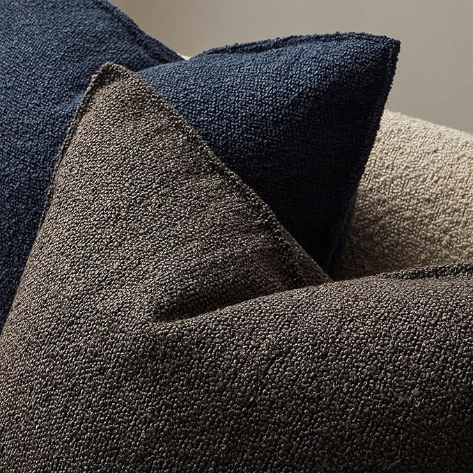 JUSPURBET Pillow Covers 20x20 Set of 2 Decorative Throw Pillow Covers Case for Couch Sofa Bed Soft Boucle Textured Cushion Covers with Hidden Zipper for Home Decor Living Room,Dark Coffee